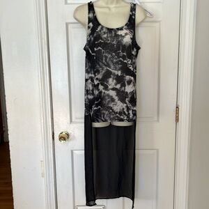 Express  size large gray & black high low tank with sheer longer back